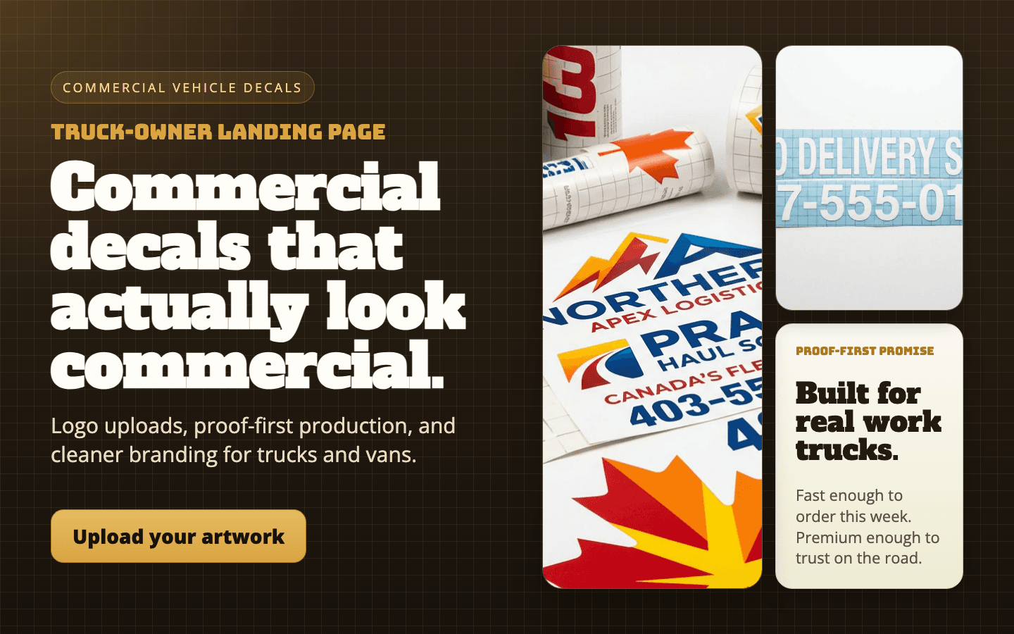 Commercial vehicle signs Canada banner