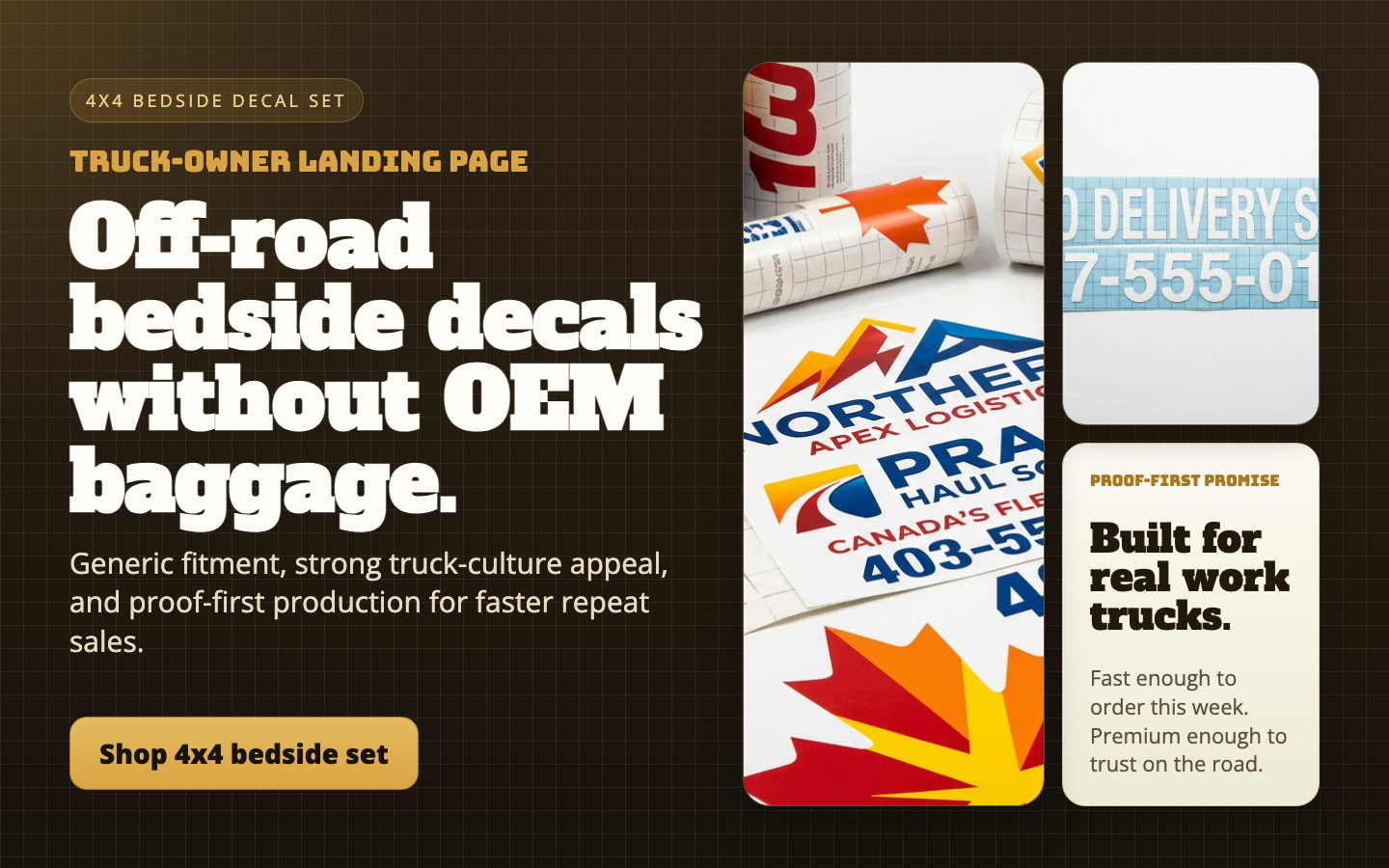 4x4 bedside decal set banner mockup