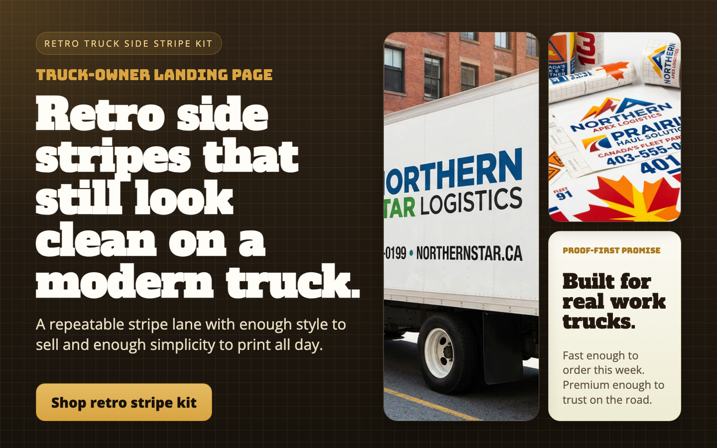 Retro truck side stripe kit mockup