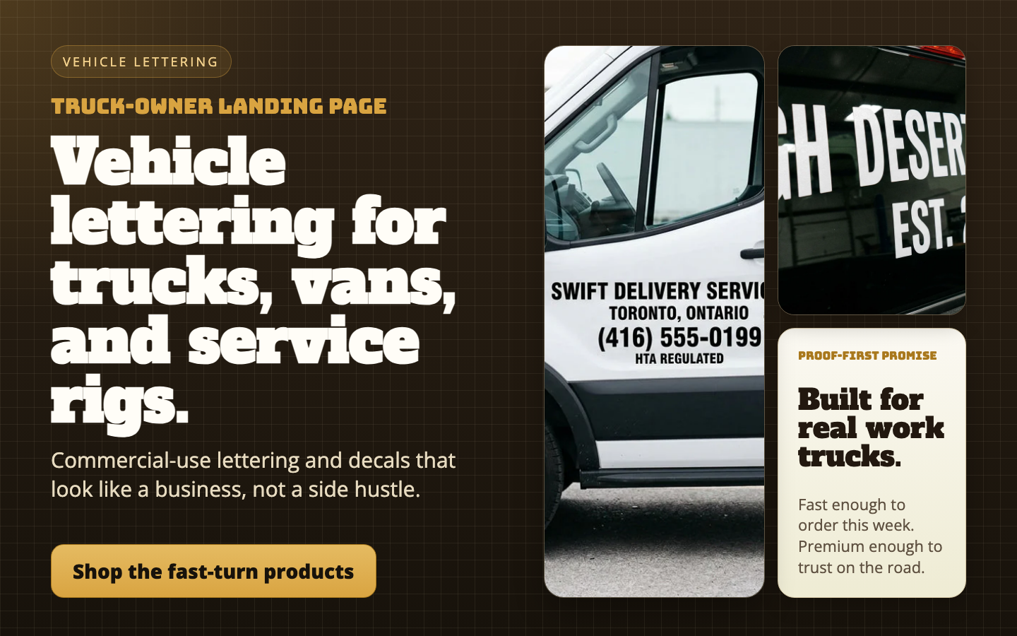 Vehicle lettering Canada banner